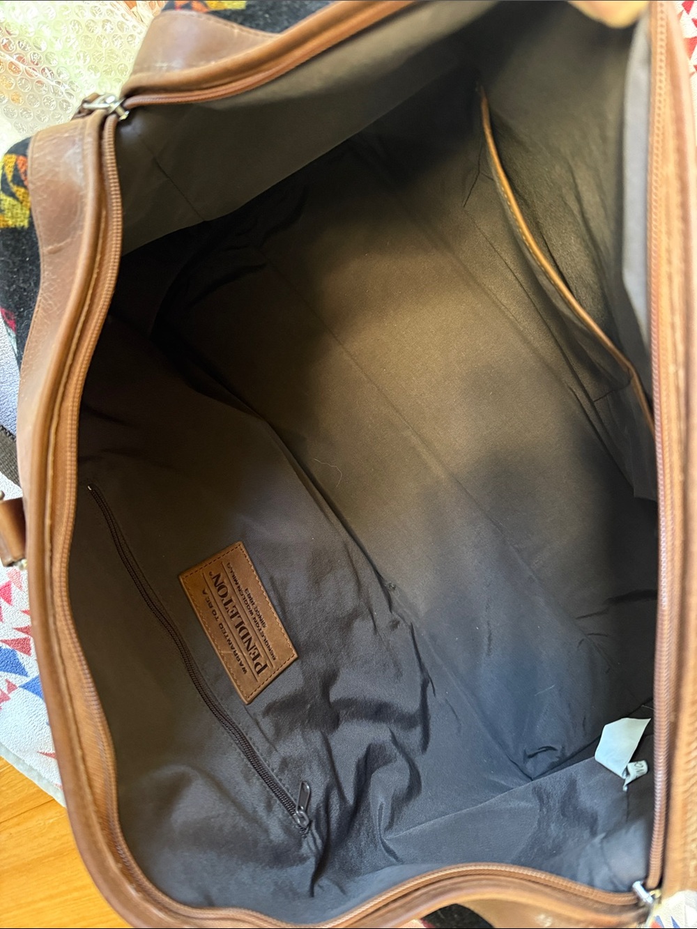Pendleton Wool Patterned Leather-Trim Weekender Bag - Picture 6 of 9